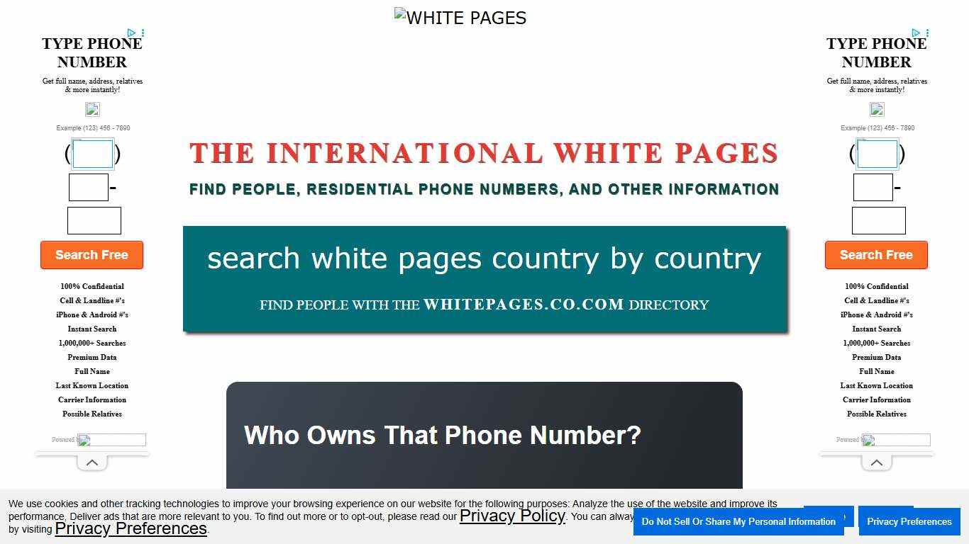 White Pages Directory Lookup